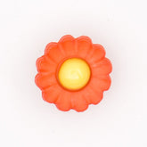 Oranje Bloemvormige Knoop met Geel Centrum 15x16mm Knopen KNP00008